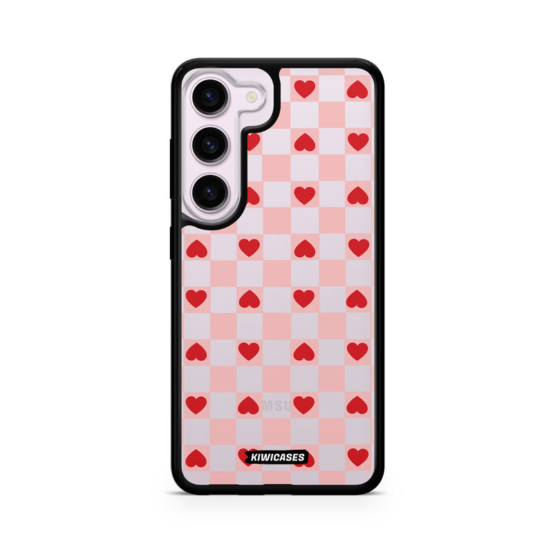 Pink Checkered Hearts - Galaxy S24