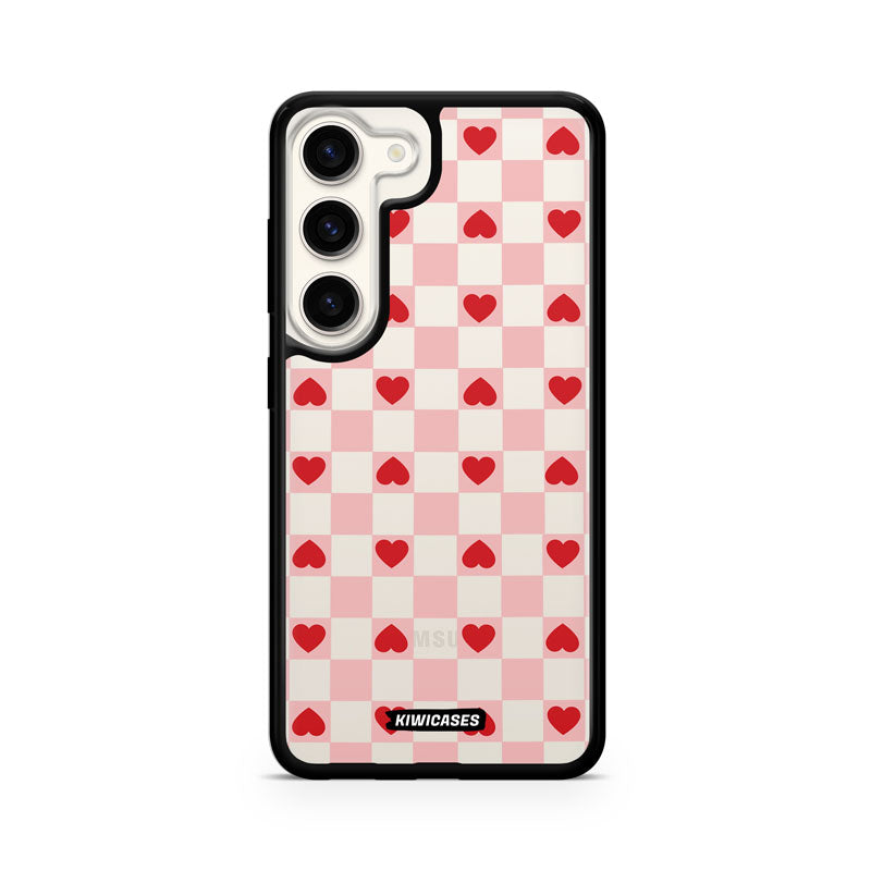 Pink Checkered Hearts - Galaxy S24