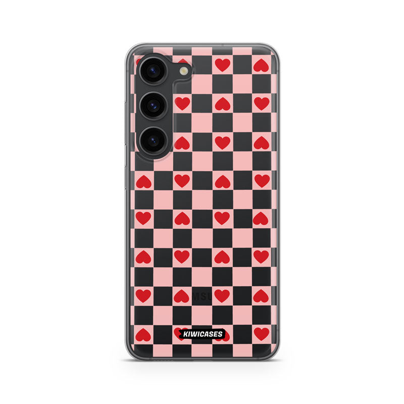 Pink Checkered Hearts - Galaxy S23fe