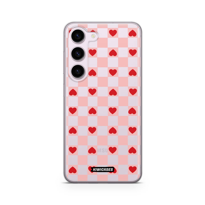 Pink Checkered Hearts - Galaxy S24