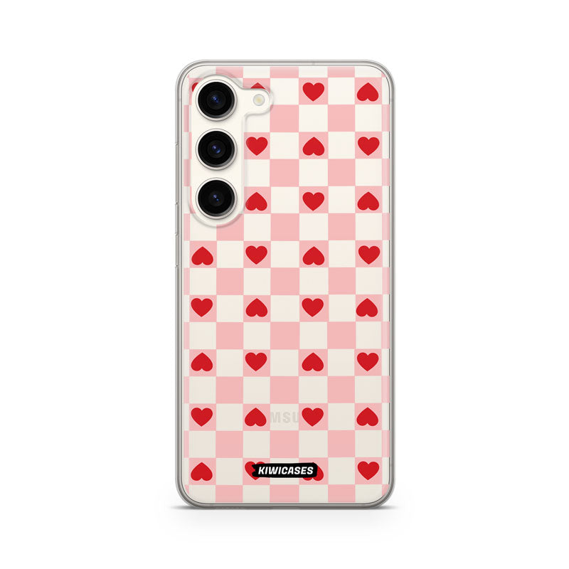 Pink Checkered Hearts - Galaxy S24