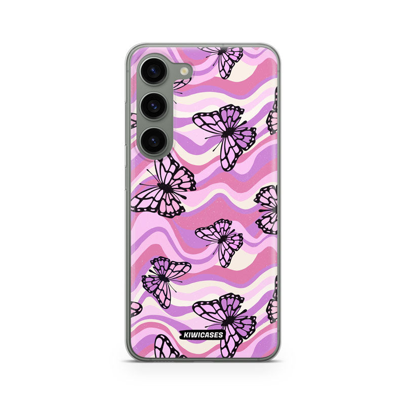 Wavey Purple Butterflies - Galaxy S23fe