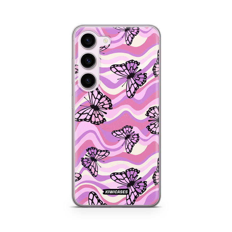 Wavey Purple Butterflies - Galaxy S23fe