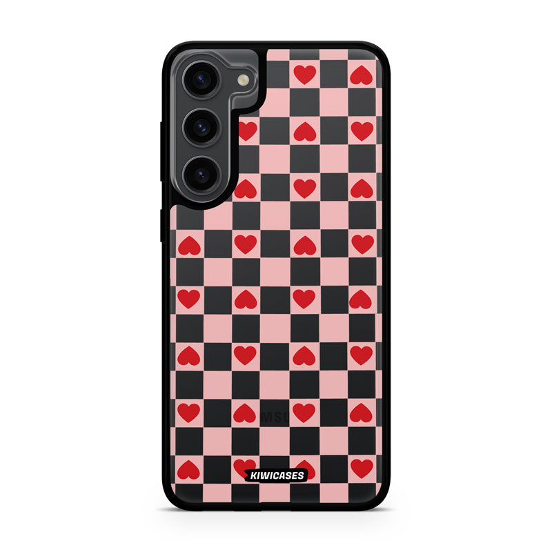 Pink Checkered Hearts - Galaxy S24 Plus