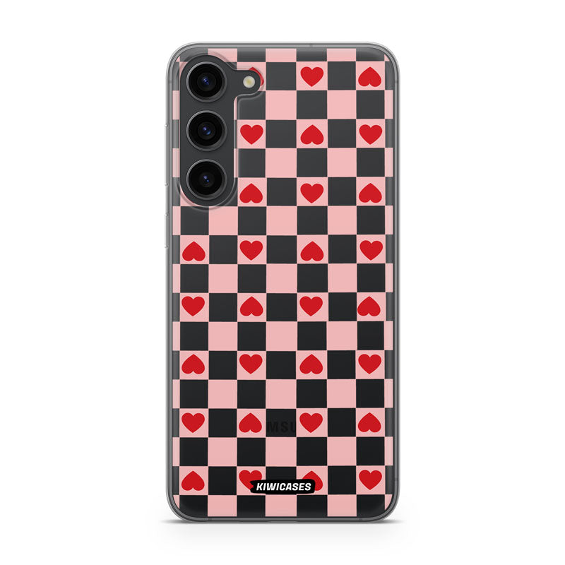 Pink Checkered Hearts - Galaxy S24 Plus