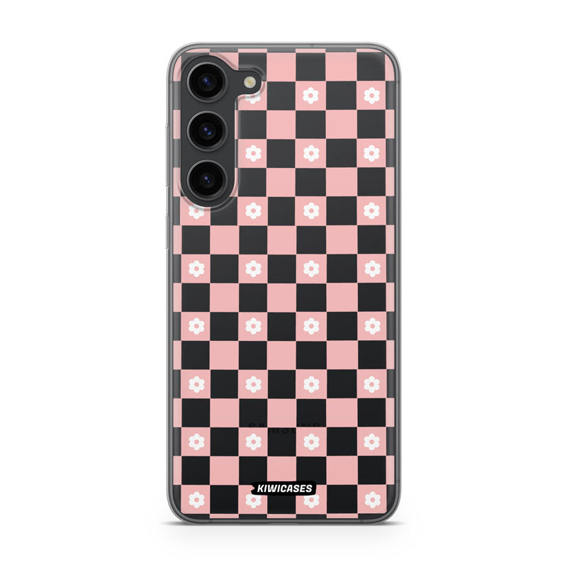 Pink Checkered Flowers - Galaxy S24 Plus