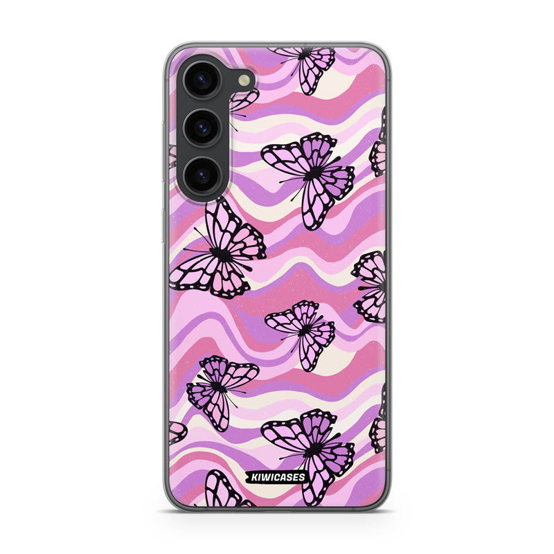 Wavey Purple Butterflies - Galaxy S24 Plus