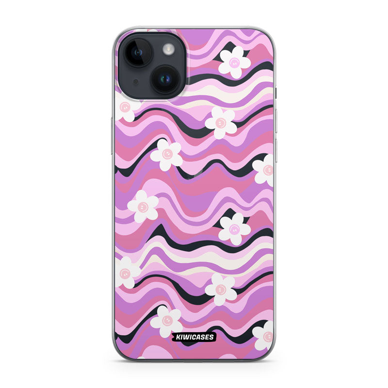Purple Wavey Flowers - iPhone 14 Plus