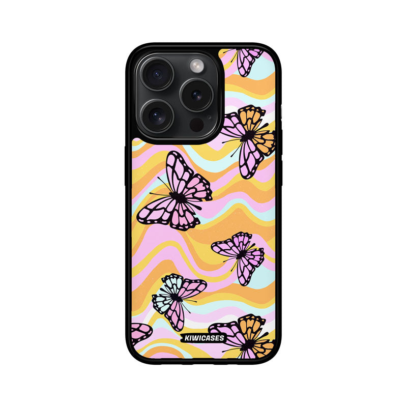 Wavey Yellow Butterflies - iPhone 15 Pro
