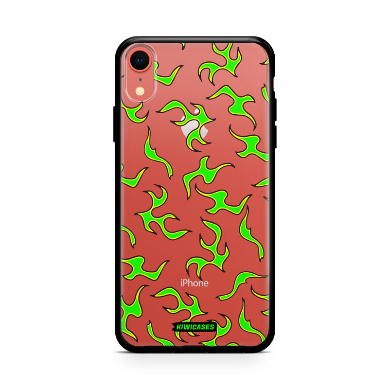 Green Fire Flames - iPhone XR