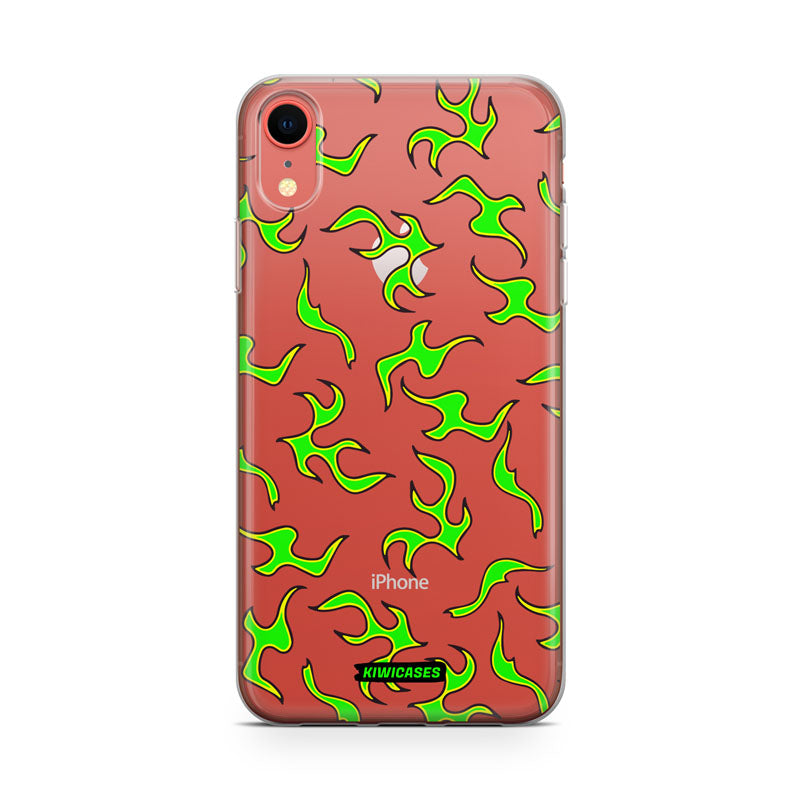 Green Fire Flames - iPhone XR